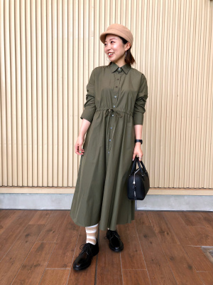 ユニクロ公式 | コットンロングシャツワンピース（長袖・標準丈