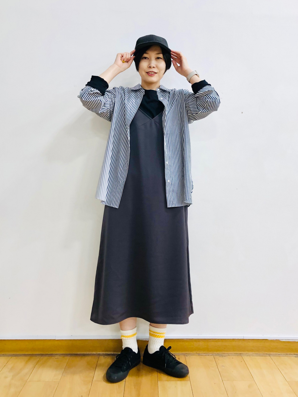 キャミソールサイドスリットロングワンピース、エアリズム