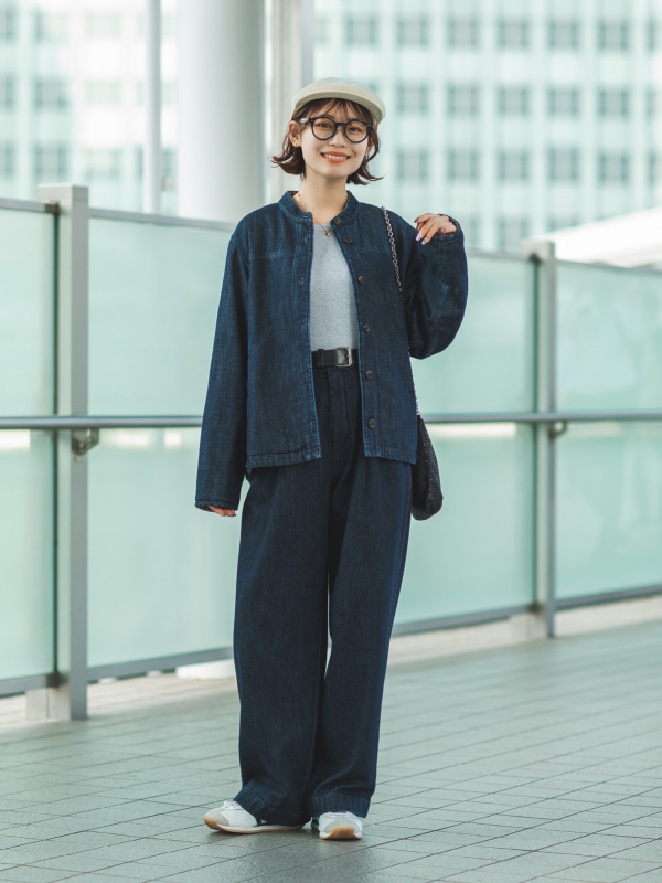 デニムタックワイドパンツのコーディネート・着用イメージ｜ユニクロ公式