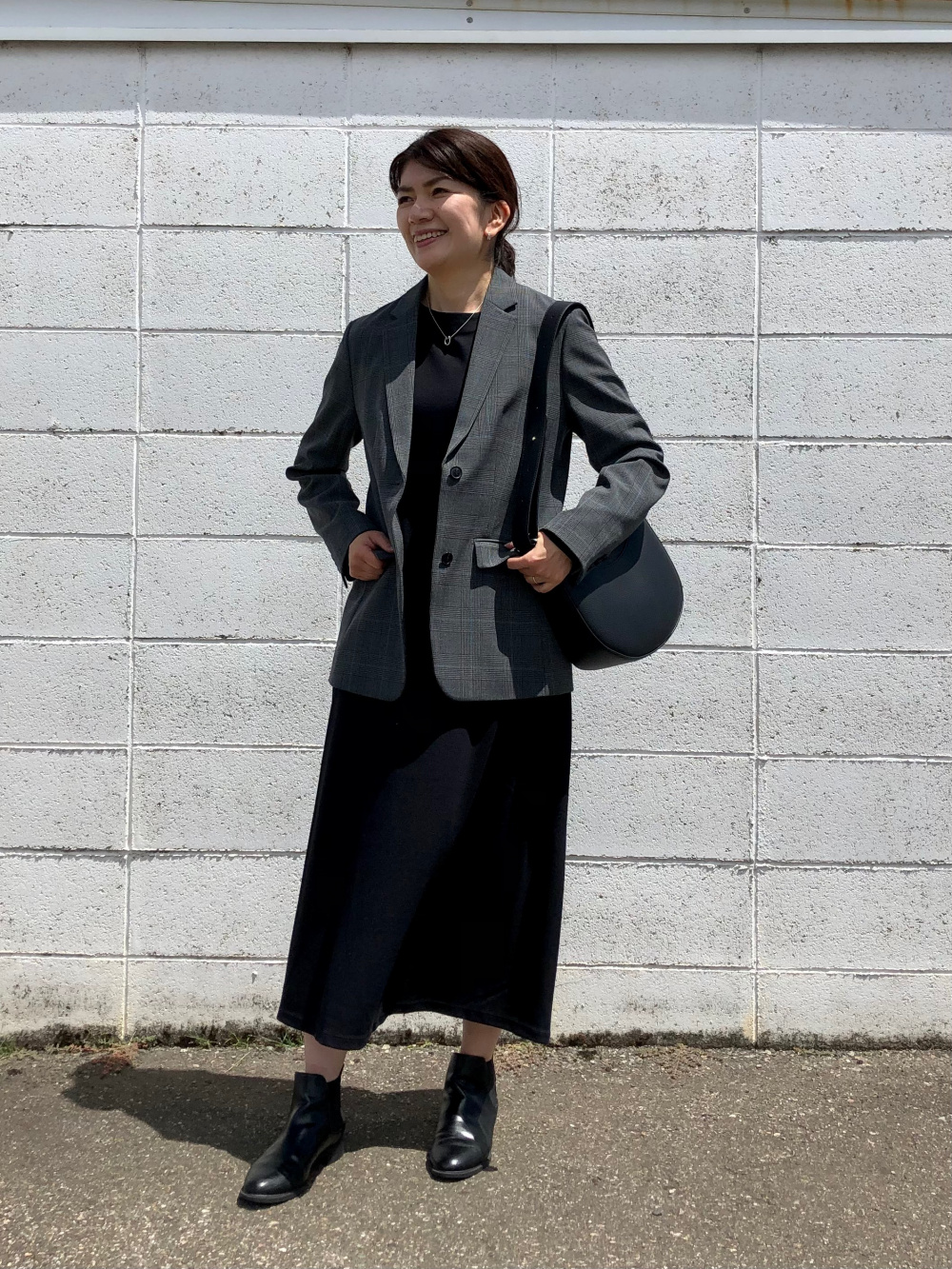 ポンチフレアワンピース（長袖・標準丈・111.5～122cm）、テーラード  