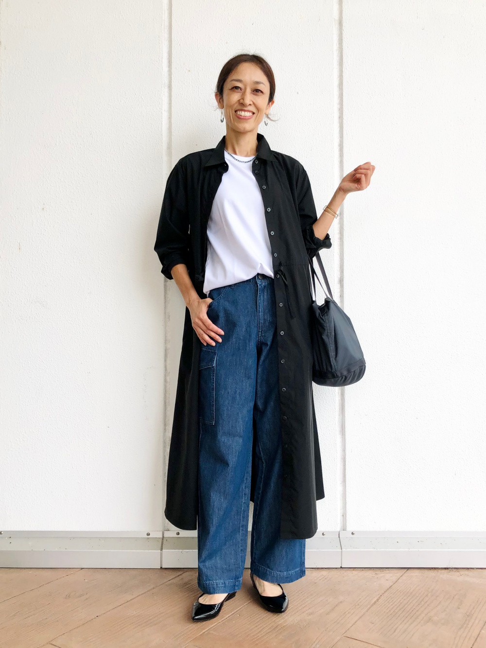 コットンロングシャツワンピース（長袖・標準丈・111.5～122.5cm 