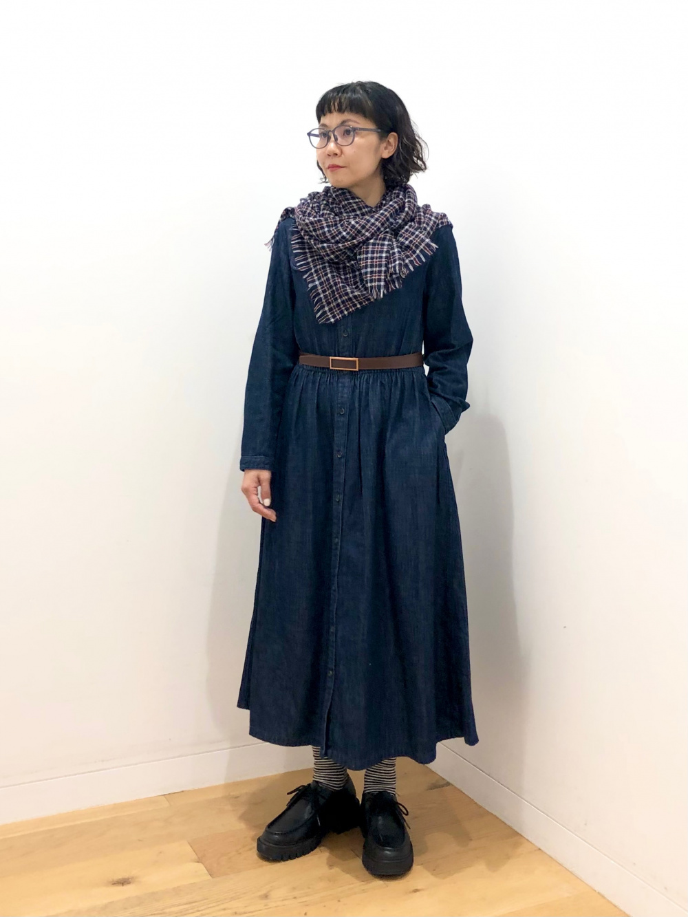 René ネイビー 長袖 ワンピース サイズ34 René ネイビー 長袖 ワンピース サイズ34 大きいサイズ