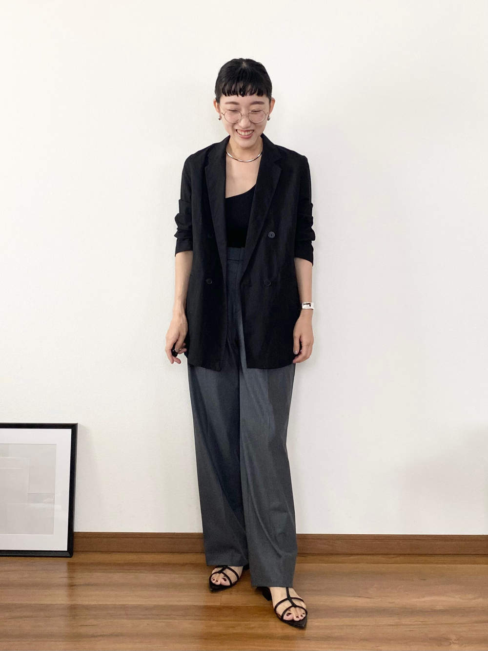 リネンブレンドジャケット、リネンブレンドタックワイドパンツ