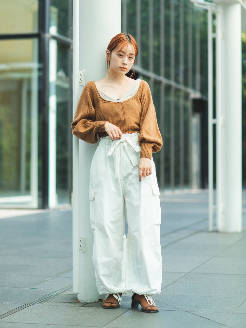 3Dボリュームスリーブセーター（長袖）」の着用コーディネート