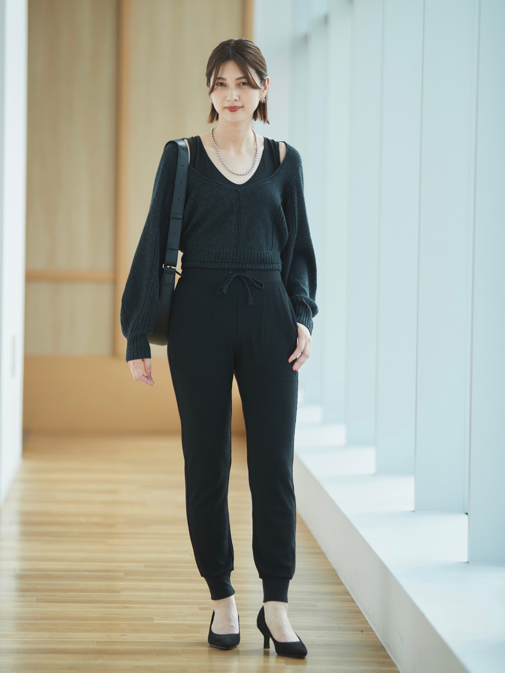 3Dボリュームスリーブセーター（長袖）」の着用コーディネート