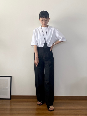 ユニクロ公式 | リネンブレンドタックワイドパンツ（丈長め74cm）