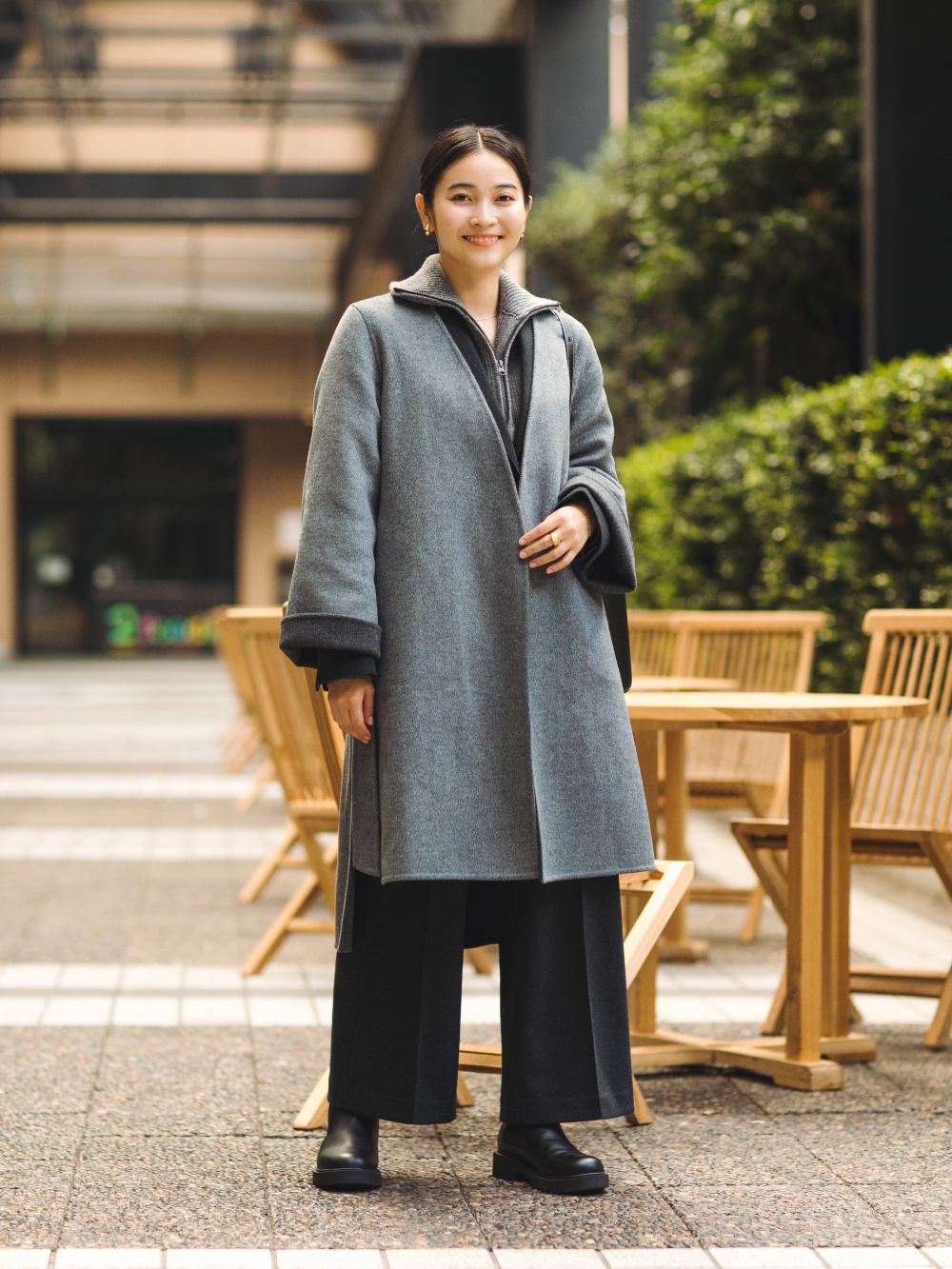 新品 ♡ UNIQLO ダブルフェイスラップコート - ロングコート