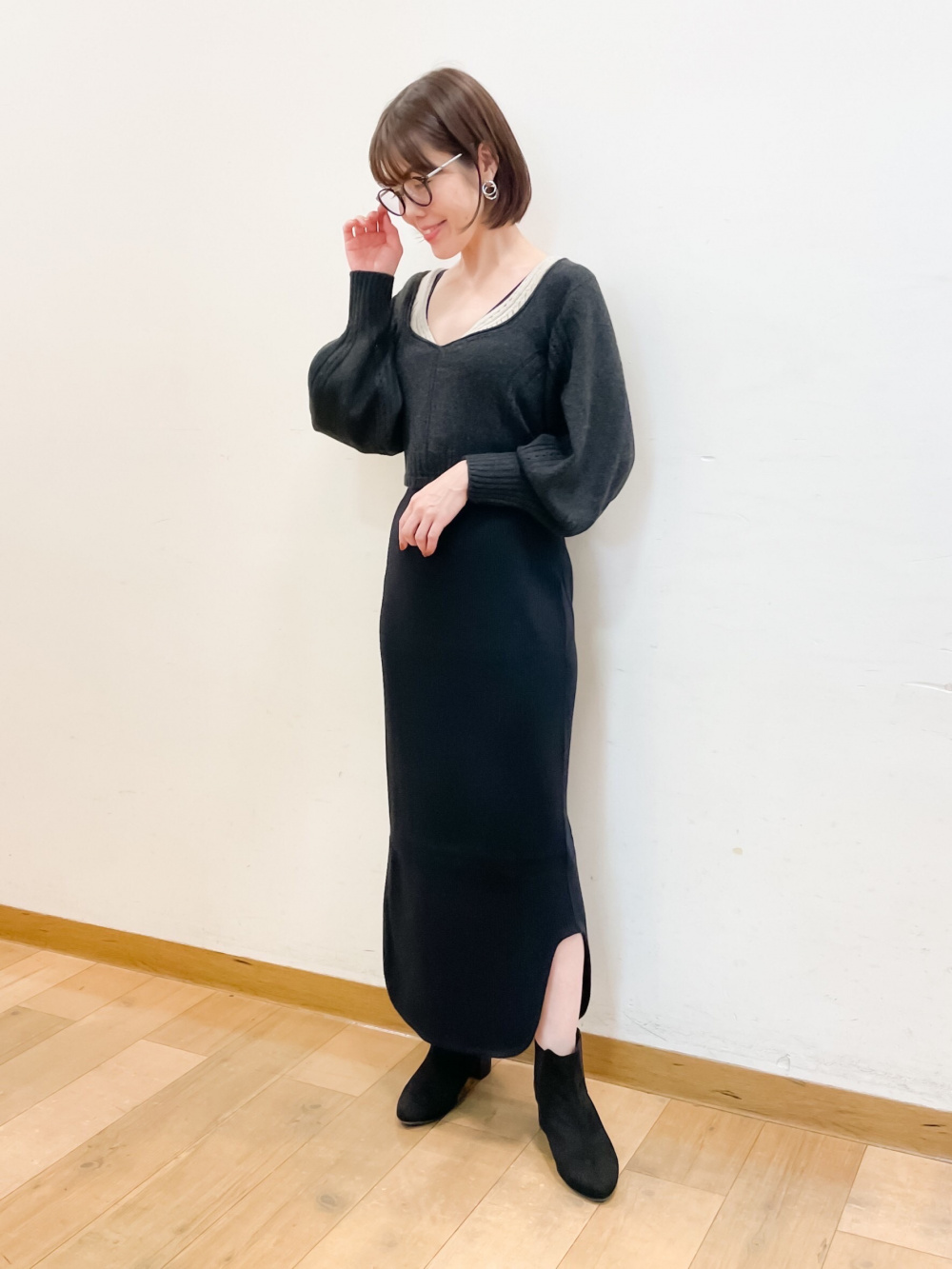 メッシュマキシワンピース（ノースリーブ）、3Dリブニットブラ