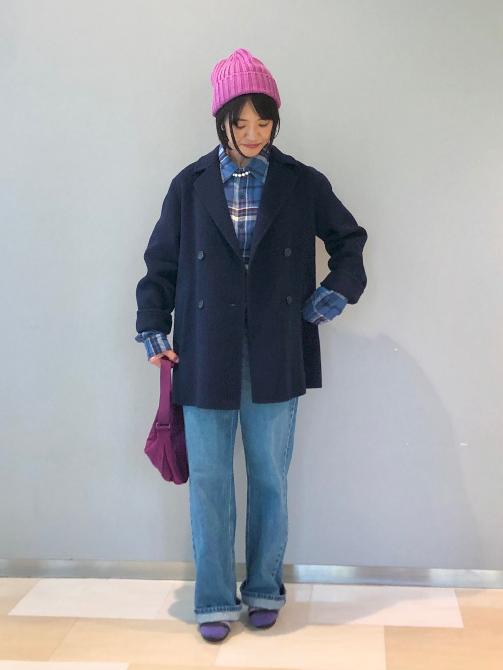 UNIQLO☆ダブルフェイスショートコート ネイビーM お値段以上！ユニクロのショートコートできれいめ通勤コーデ | LEE