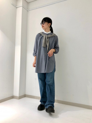 ユニクロ公式 | コットンシルクチュニック（ストライプ・長袖）