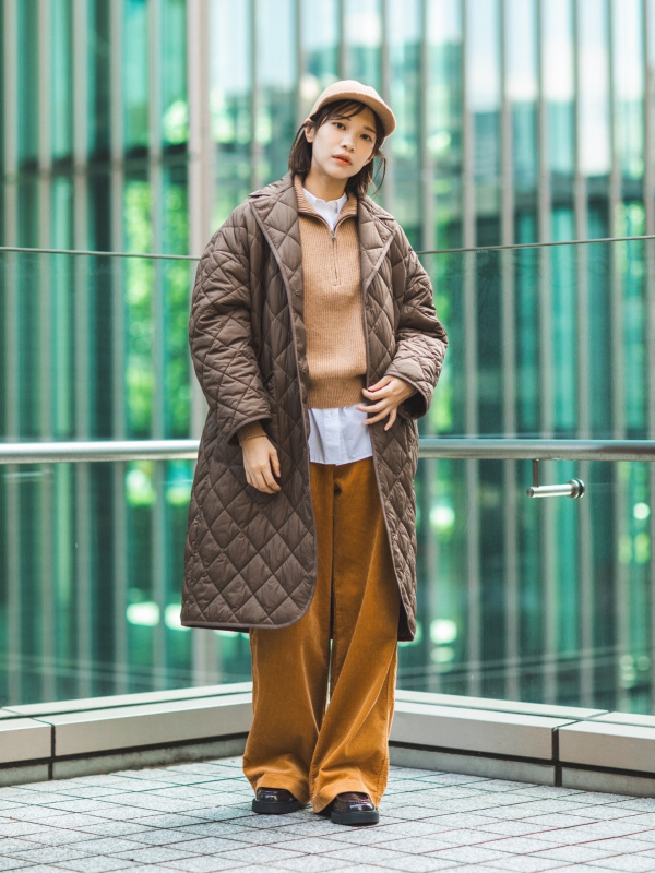 パフテックオーバーサイズコート（レディース）の着用コーディネート