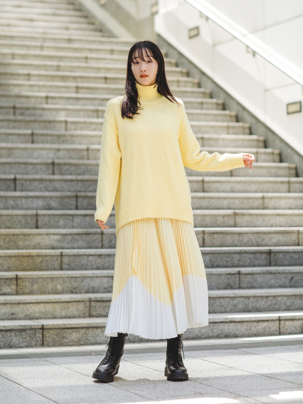 UNIQLO　Ｃプリーツカラーブロックスカート