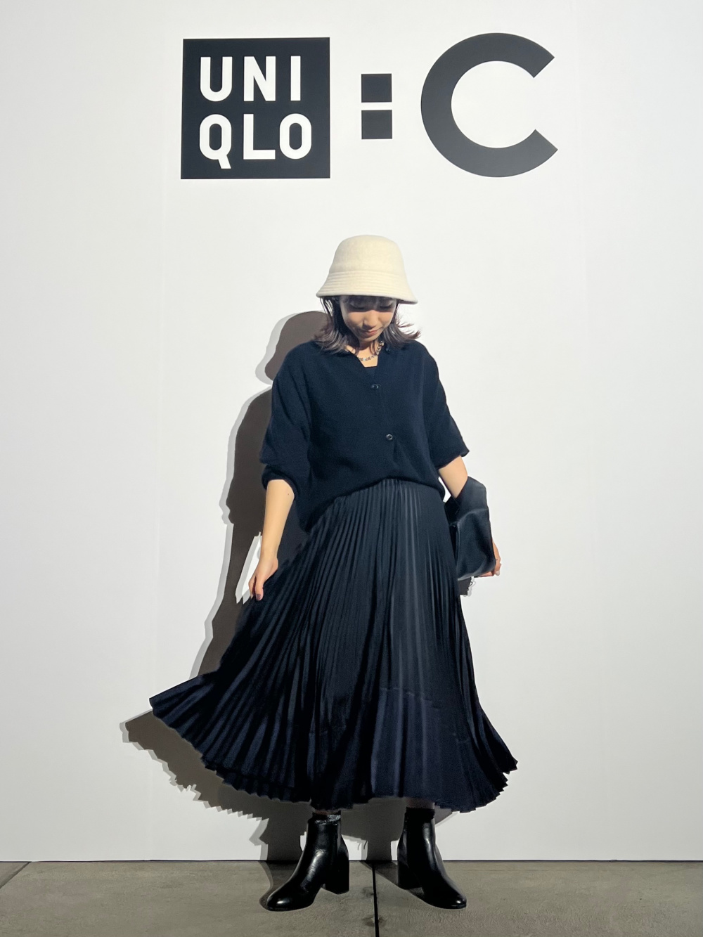 新品】UNIQLO ユニクロC プリーツカラーブロックスカート L - ロング