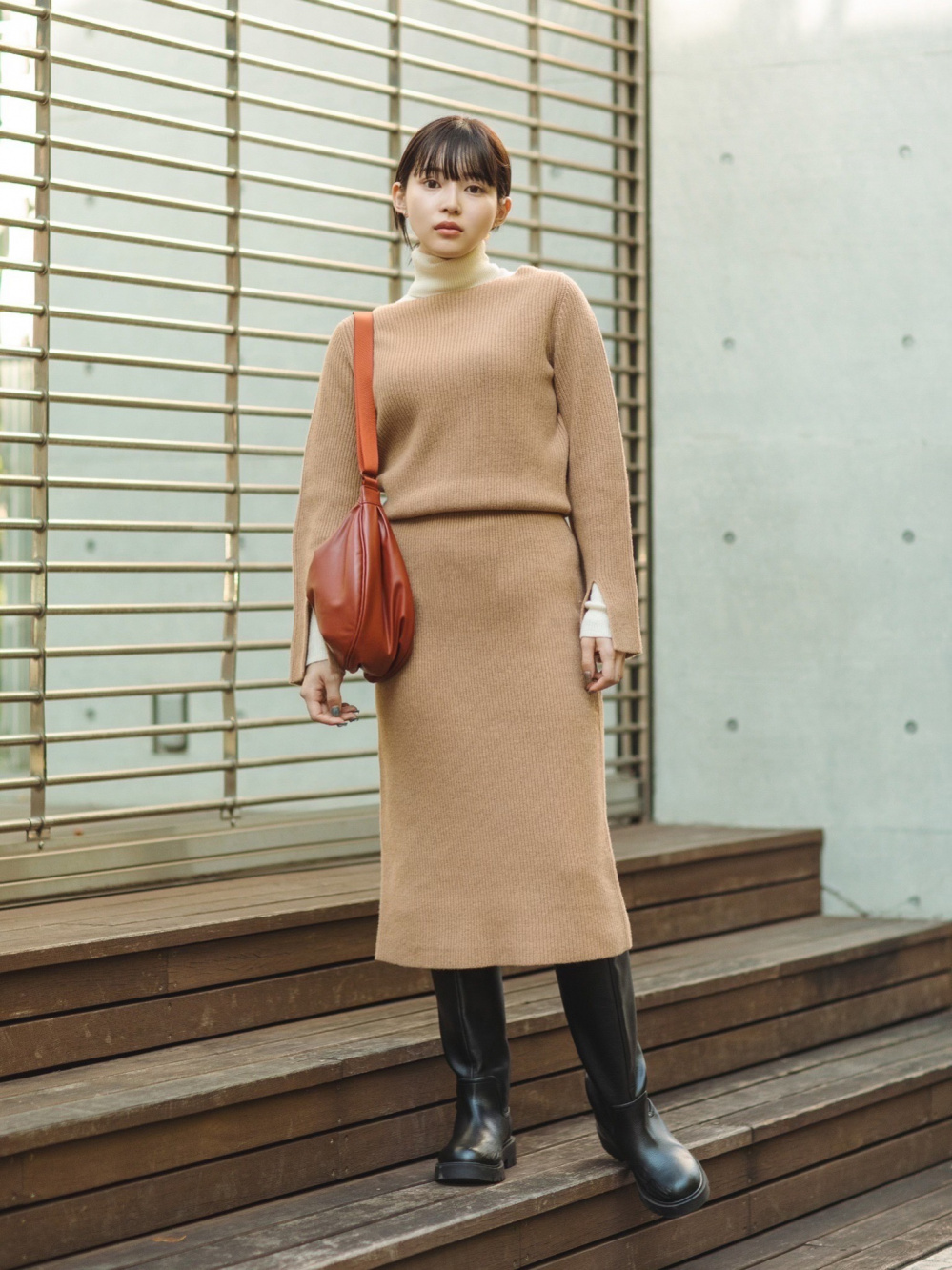 長袖ポロネックニットワンピース 【公式通販】