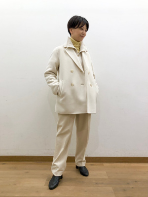 新品　ユニクロ　ダブルフェイスショートコート　XL ベージュ ダブルフェイスショートコート ユニクロ XL - メルカリ
