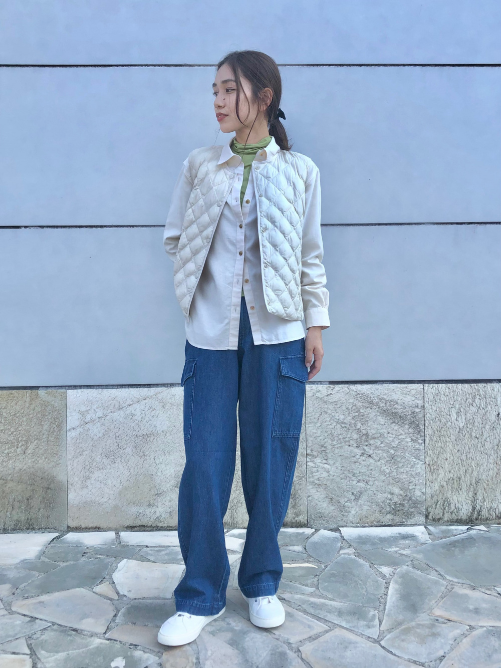 パフテックキルティングベスト/ウォームパデッド」の着用