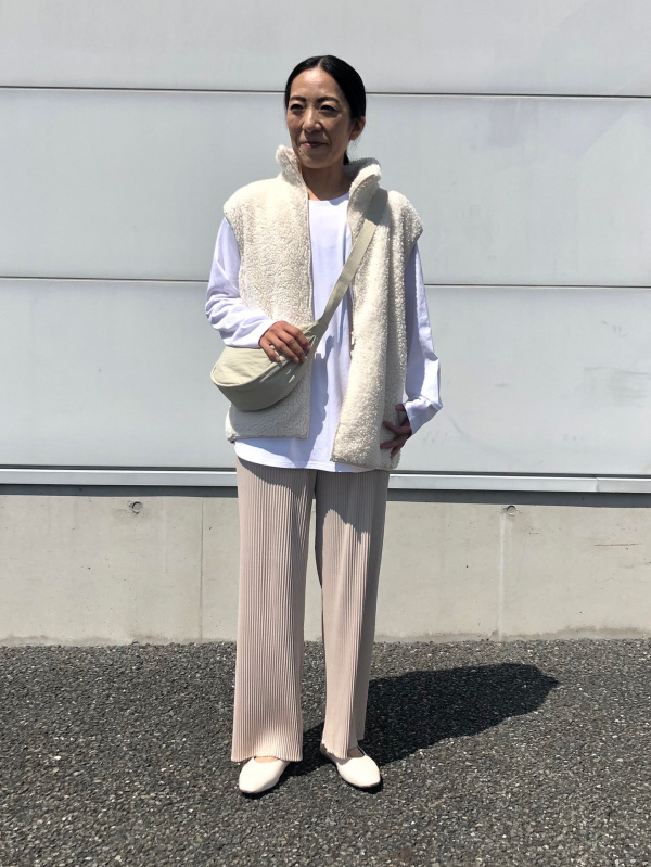 プリーツプリーズ パンツ ストレート グレー サイズ5 大きいサイズ