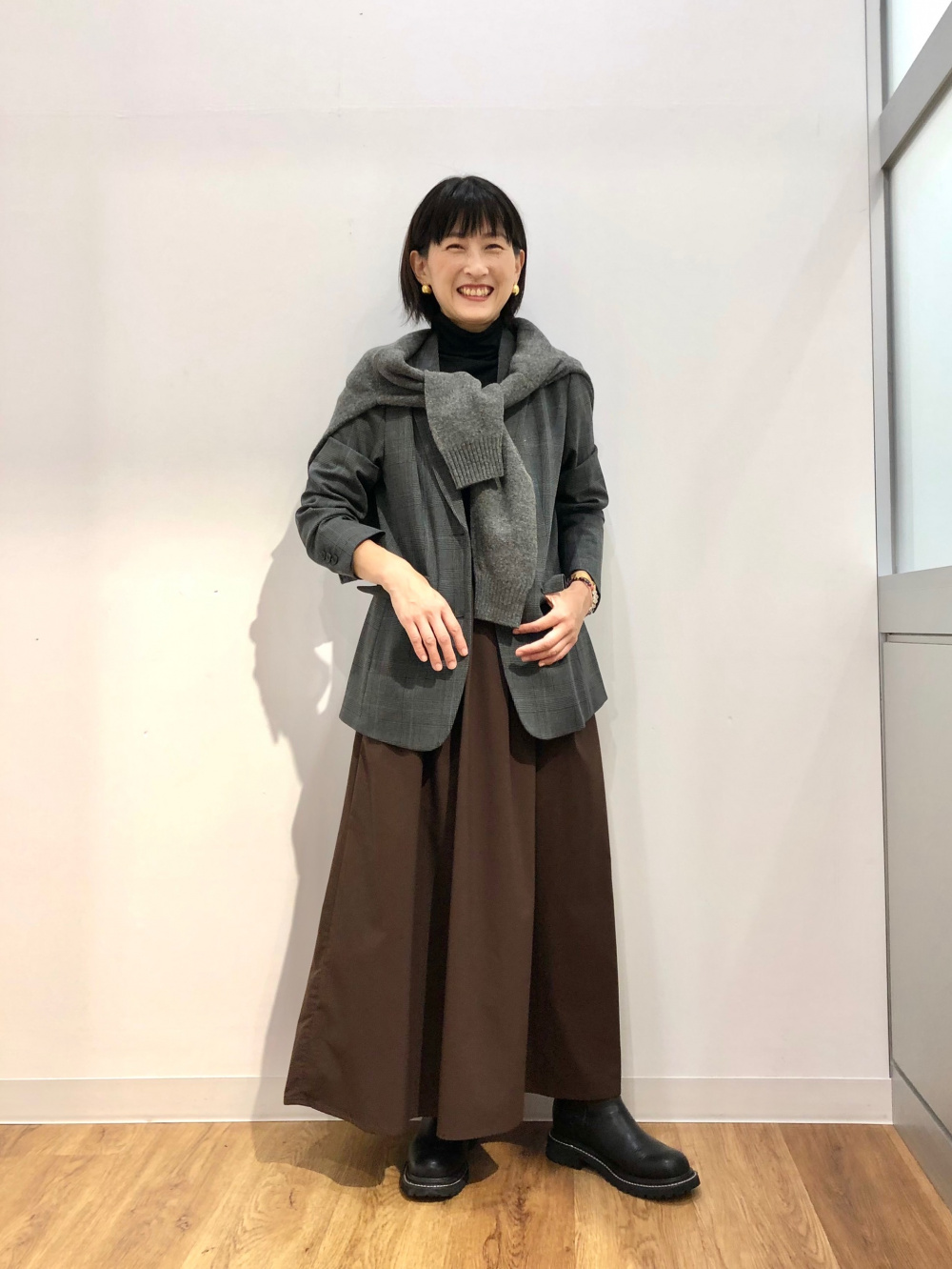 テーラードジャケット（グレンチェック） セットアップ可能」の着用