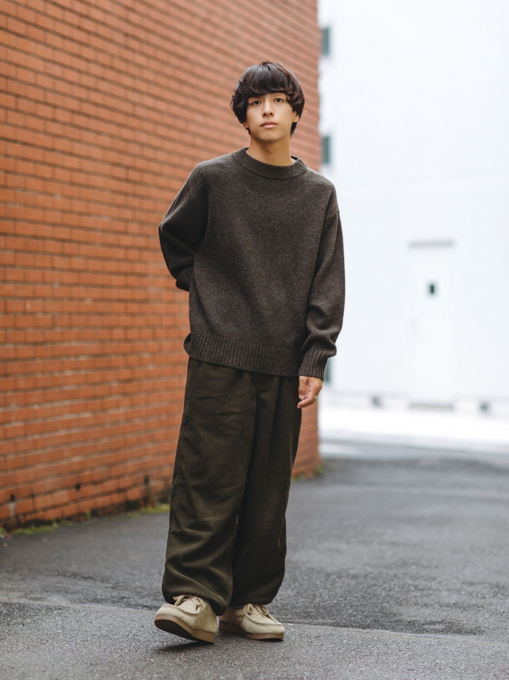 UNIQLO U プレミアムラムローゲージセーター DARK BROWN L-