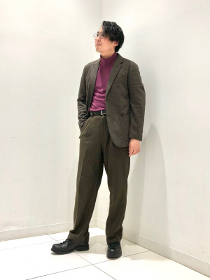未使用　ユニクロ　コンフォート2Bジャケット　フランネル　ブラウン　千鳥格子　S UNIQLO】【2024年秋冬コレクション】トレンドのブラウンカラーが