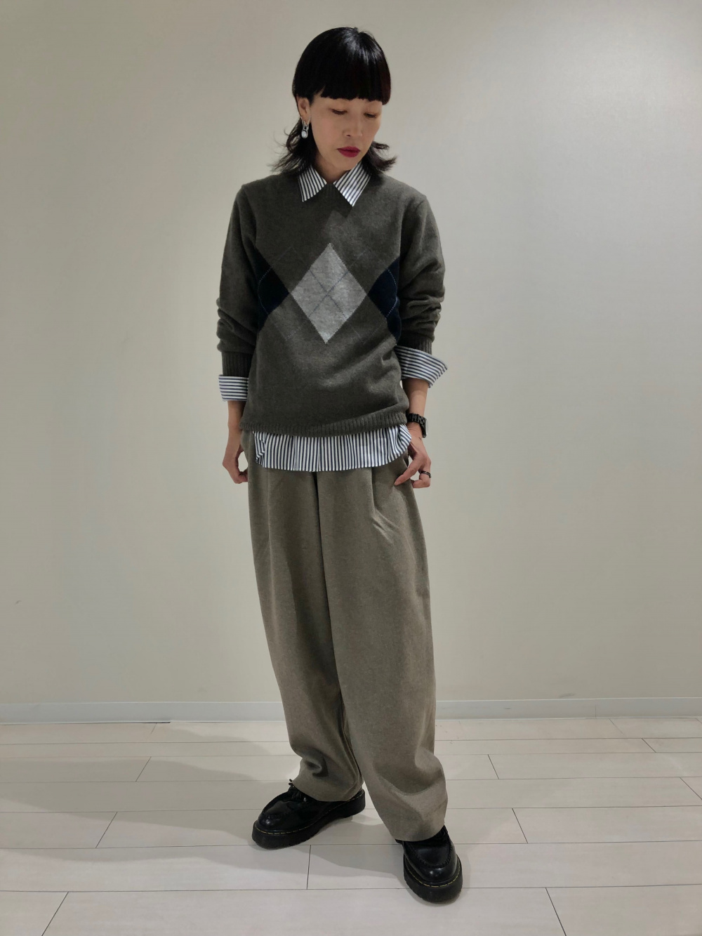 Check styling ideas for「Brushed Jersey Pleated Wide Pants