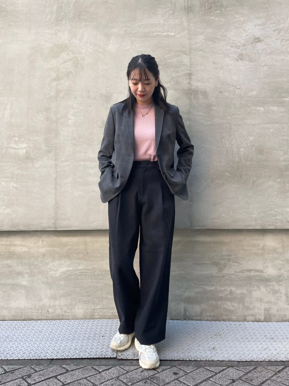 テーラードジャケット（グレンチェック） セットアップ可能」の着用