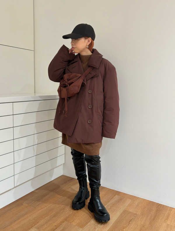 UNIQLO U パデットショートピーコート　新品　未着用　未開封　ブラック　L U□ユニクロ/UNIQLO ハイブリッドダウンショートコート/211