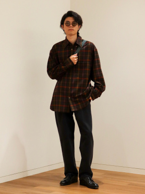 ユニクロ公式 | ツイルオーバーサイズチェックシャツ（長袖）