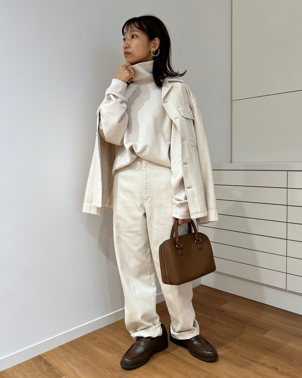 エイココンドウ E_clat 綿ジャケット /ユニクロ L長袖タートル+三点