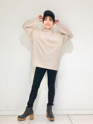 ユニクロ公式 | ブラッシュドジャージーモックネックTシャツ