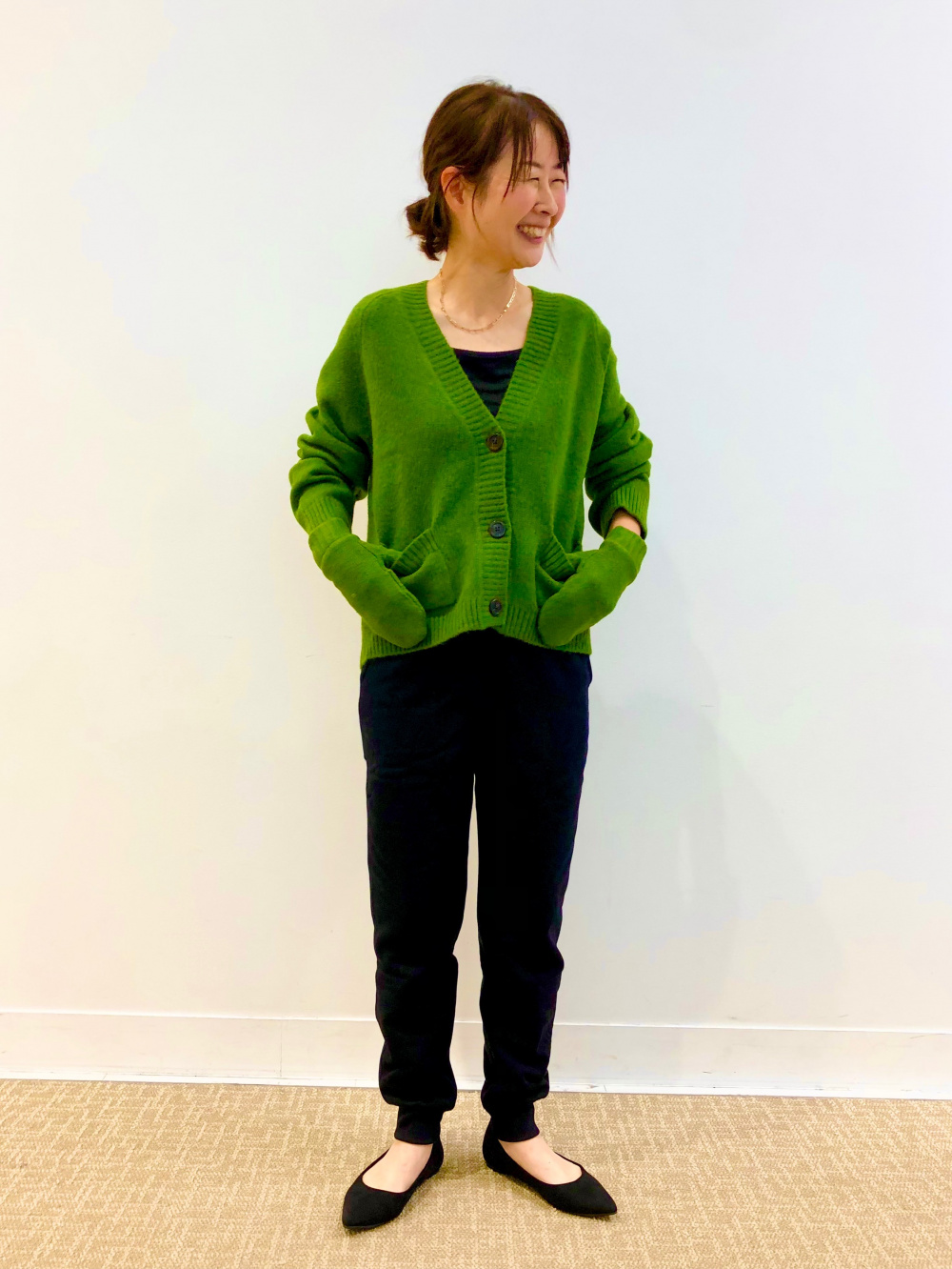 GANNI 緑色 カーディガン 長袖