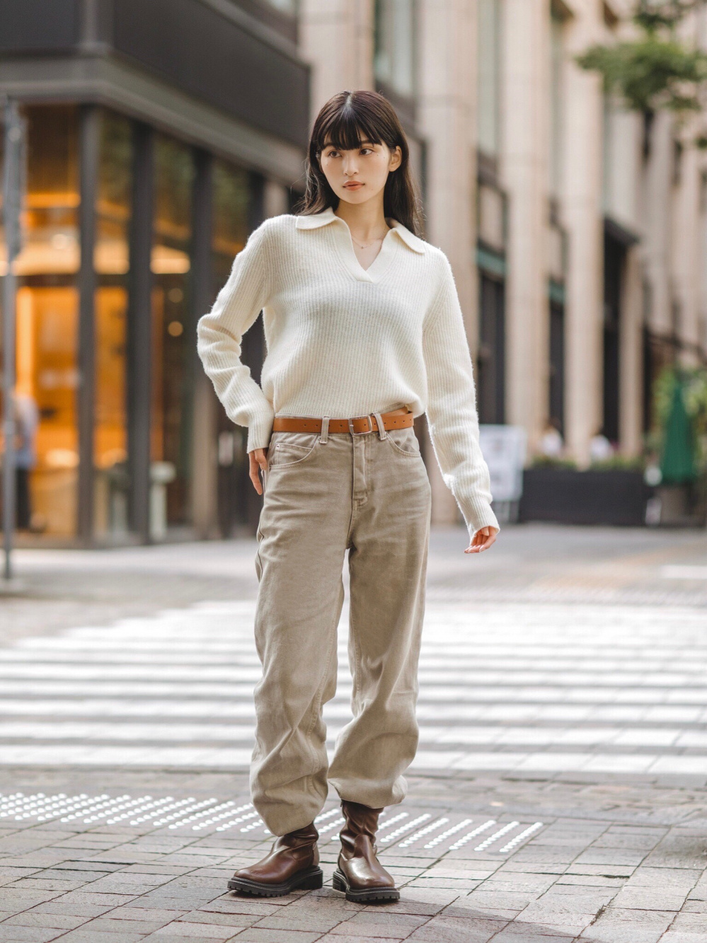 ☆新品タグ付☆ コトニエ×ユニクロ／プレミアムラムポロセーター［XXL／ホワイト ユニクロ公式 | プレミアムラムポロセーター（長袖）(レディース)