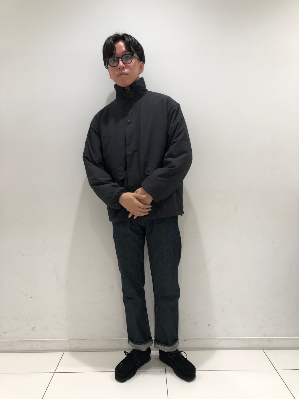 〈UNIQLO U〉リバーシブルスタンドジャケット ブラック M リバーシブルスタンドジャケット」の着用コーディネート