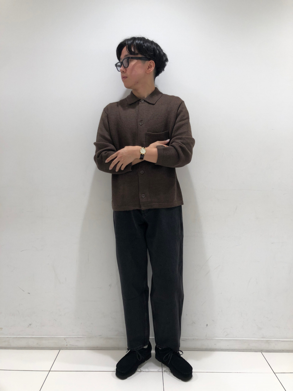 新品】ユニクロU 23AW ニットオーバーシャツジャケット L ブラック 