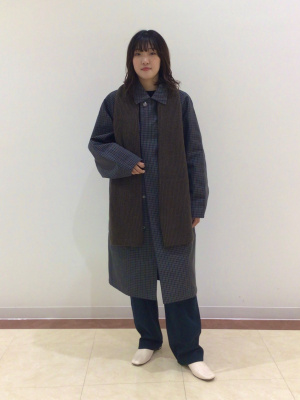 新品未使用タグ付き ユニクロユー ステンカラーコート チェック グレー XL UNIQLO - UNIQLO ステンカラーコート ブルー S レディースの通販