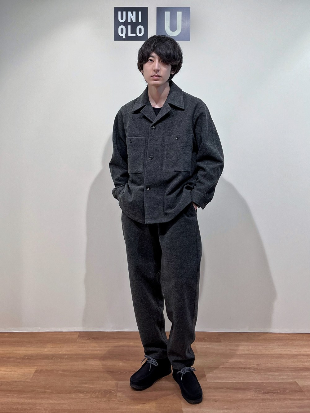 ユニクロU(23AW)　フリースジャージーパンツ  35 BROWN