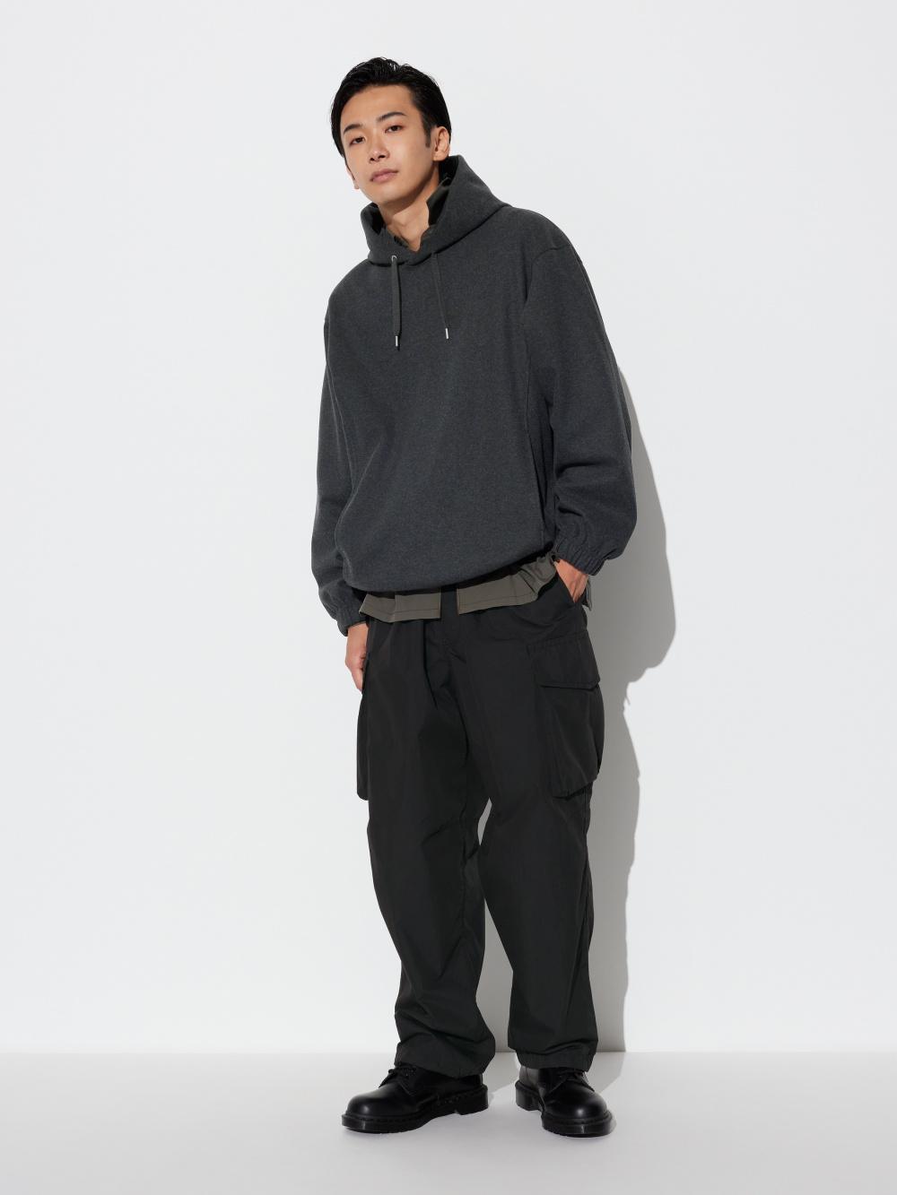 UNIQLO U ブラッシュドジャージプルパーカ セットアップ グレー L