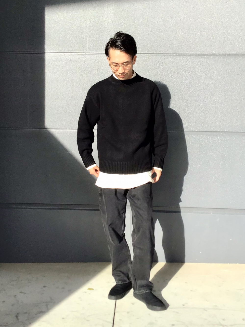 【未開封】ユニクロU　プレミアムラムローゲージセーター(長袖)　ブラック　M