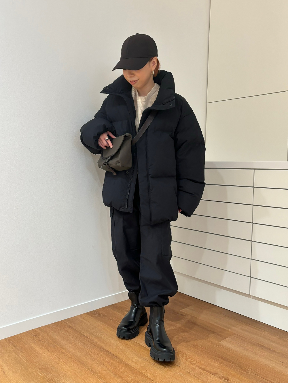 サイズ…MユニクロU パデッドボリュームジャケット ブラック Mサイズ