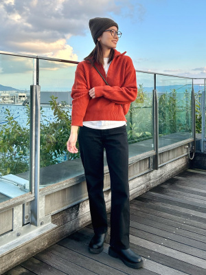 ユニクロ公式 | プレミアムラムハーフジップセーター（長袖）