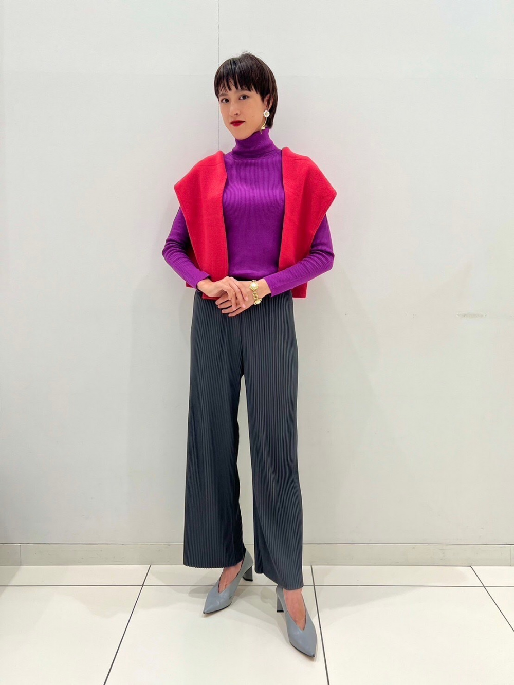 プリーツワンピース（半袖）セットアップ可能、UVカットジャージー  