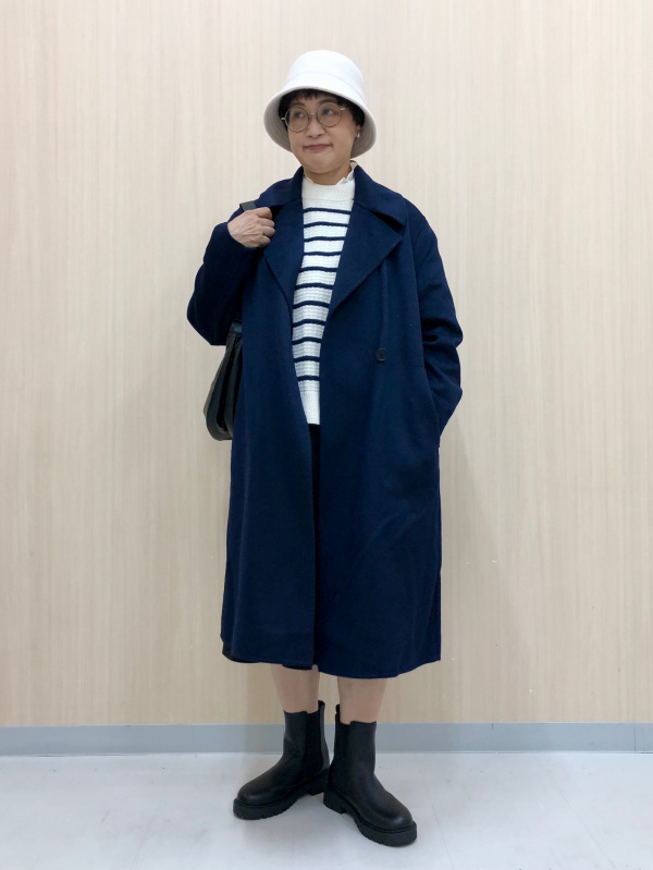〇 UNIQLO C ユニクロ ダブルフェイスラップコート ネイビー XXL 一 番 
