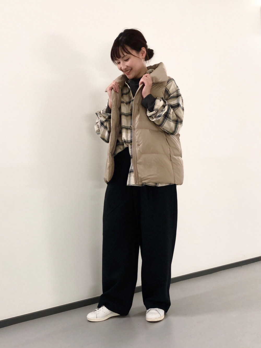ブラッシュドジャージータックワイドパンツ（丈標準70～72cm