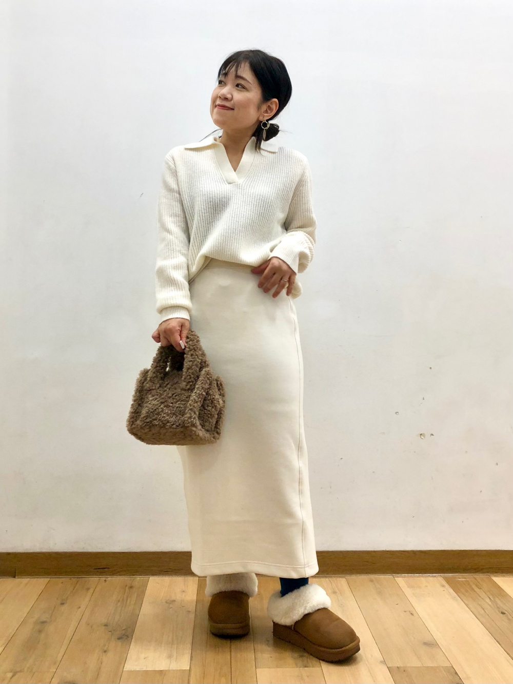 ☆新品タグ付☆ コトニエ×ユニクロ／プレミアムラムポロセーター［XXL／ホワイト ユニクロ公式 | プレミアムラムポロセーター（長袖）(レディース)