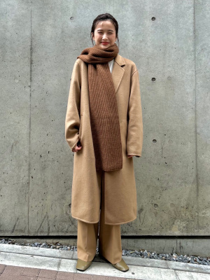 UNIQLO ダブルフェイスコート XL ブラウン ユニクロ公式 | ダブルフェイスロングコート