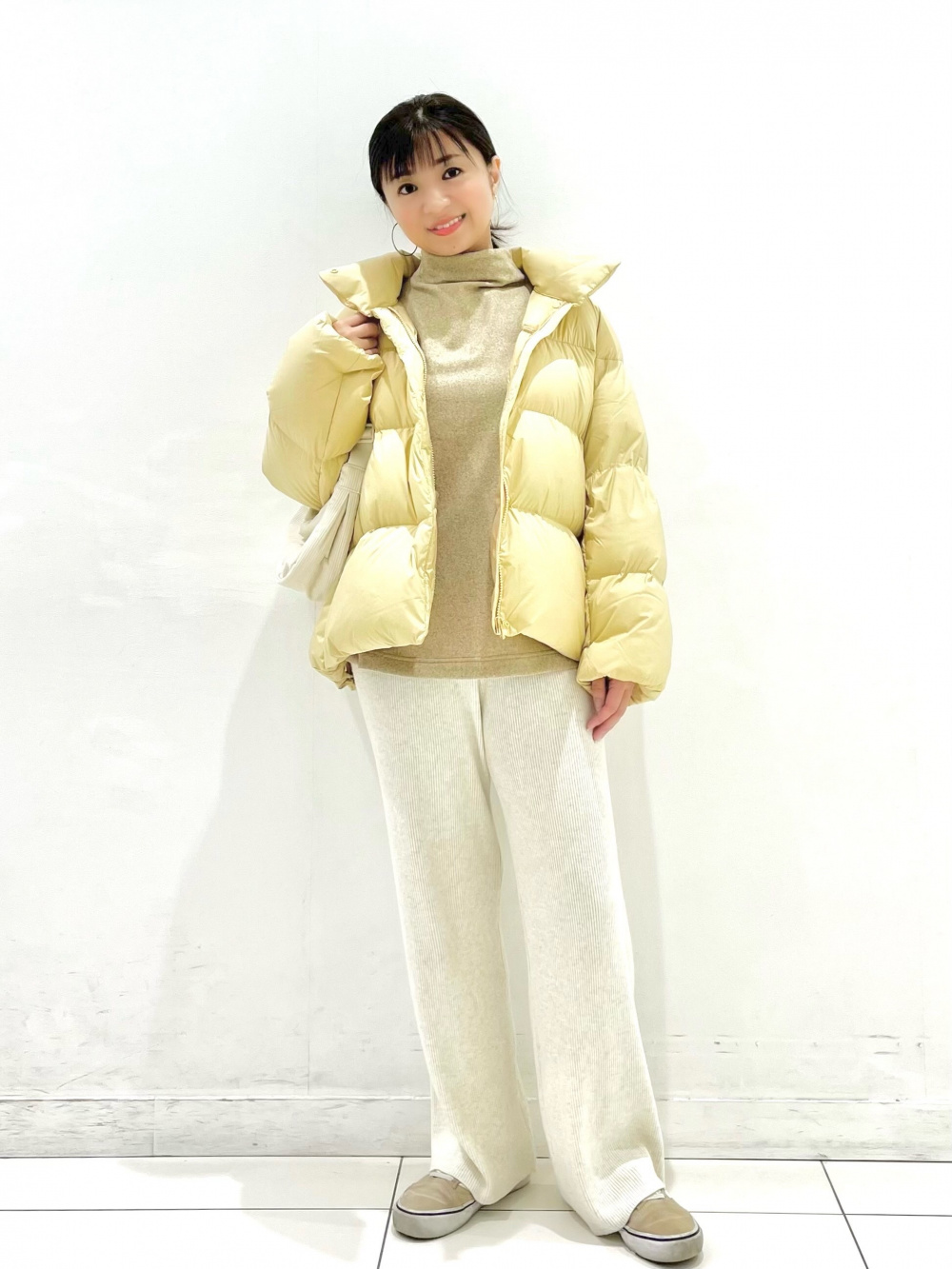 ウォッシャブルニットリブパンツ、パウダーソフトダウンジャケット