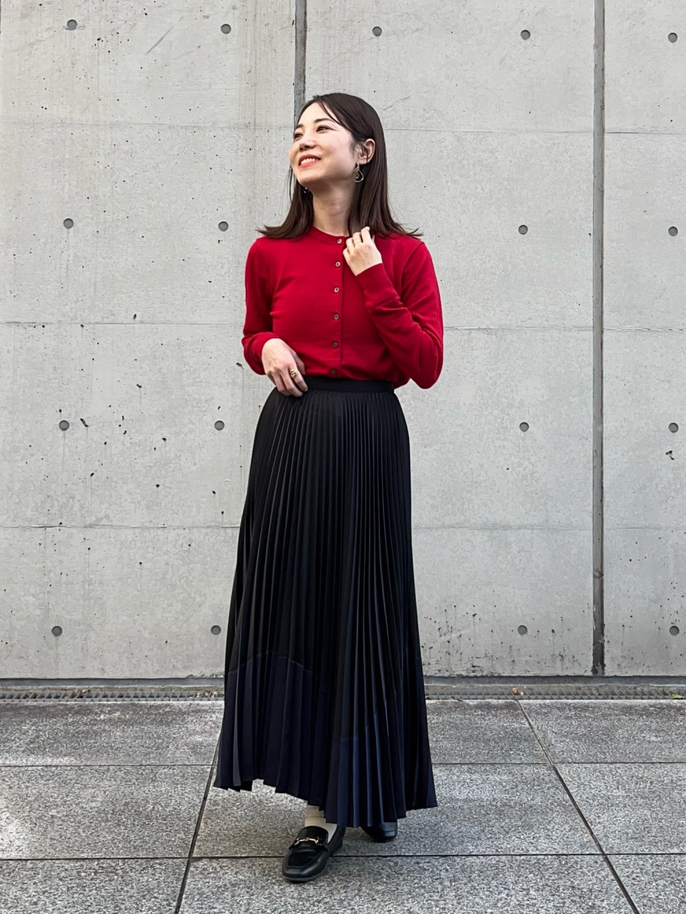 プリーツカラーブロックスカート」の着用コーディネート| ユニクロ公式