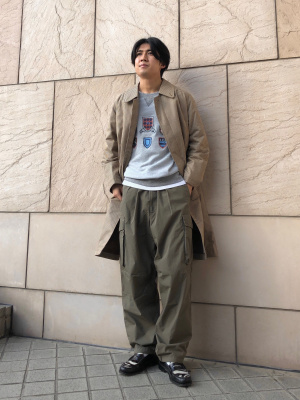 ネイビー ダブルブレスト トレンチコート　jw anderson ユニクロ公式 | トレンチコート