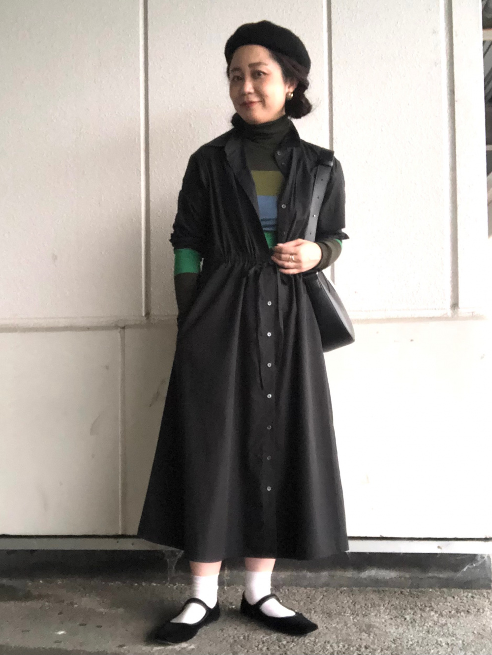 コットンロングシャツワンピース（長袖・標準丈・111.5～122.5cm