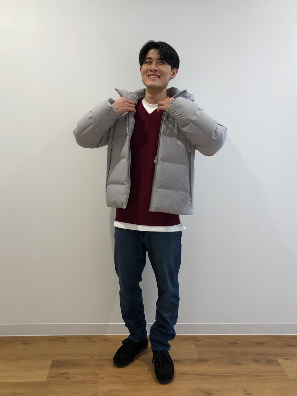 シームレスダウンパーカ/3Dカットのコーディネート・着用イメージ